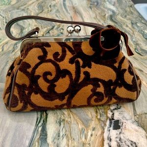 Brown Velvet Bag with Velvet Bow